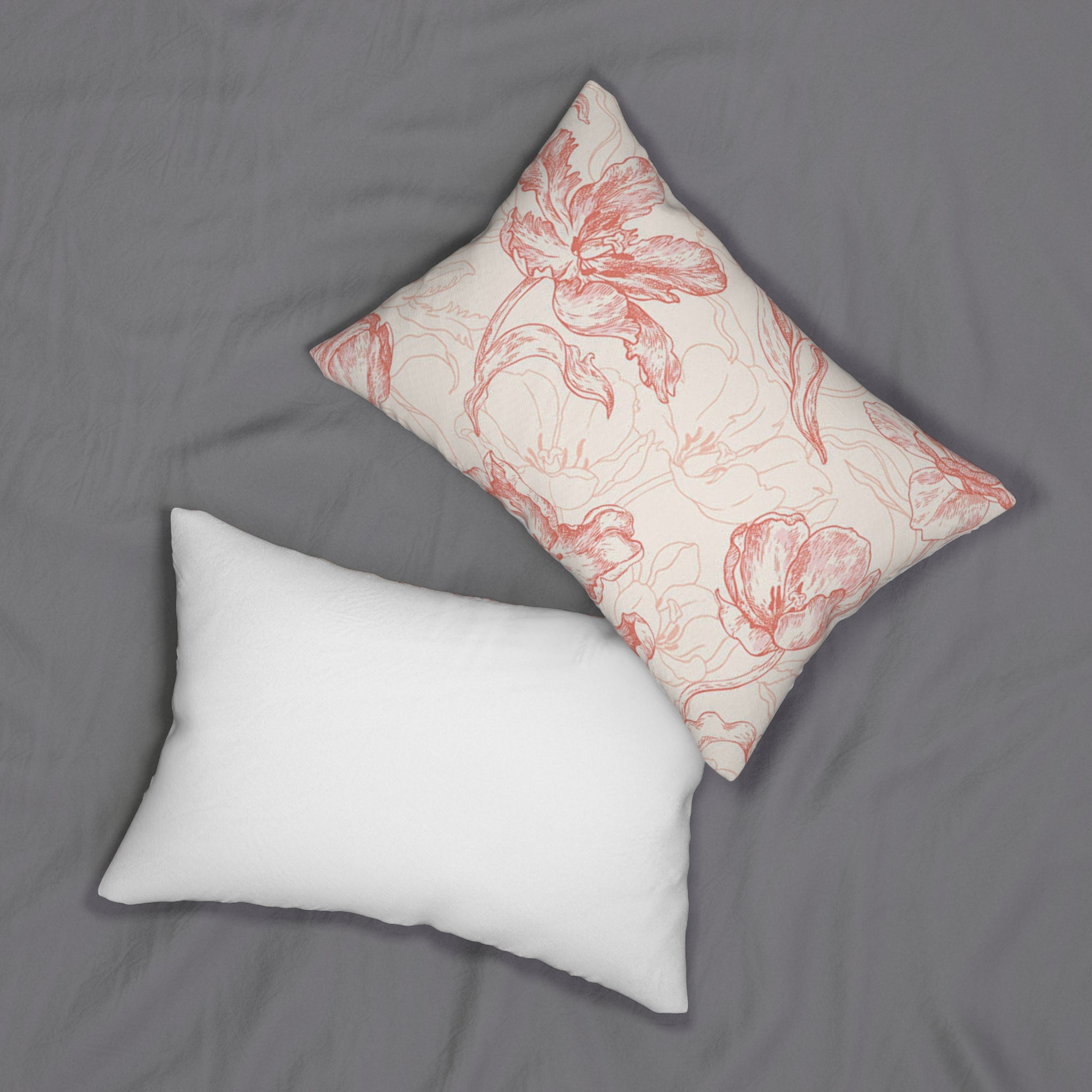Pink Floral Sketch Lumbar Pillow