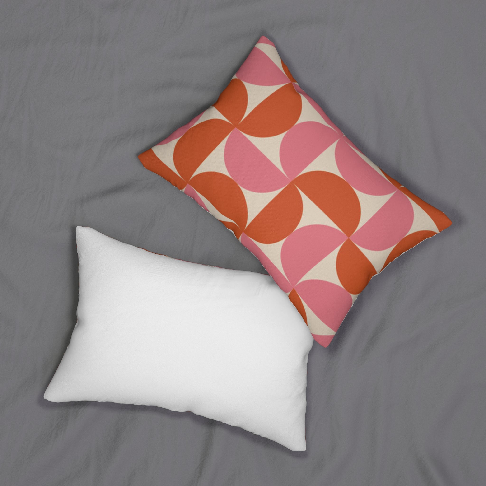 Pink & Coral Geometric Lumbar Pillow