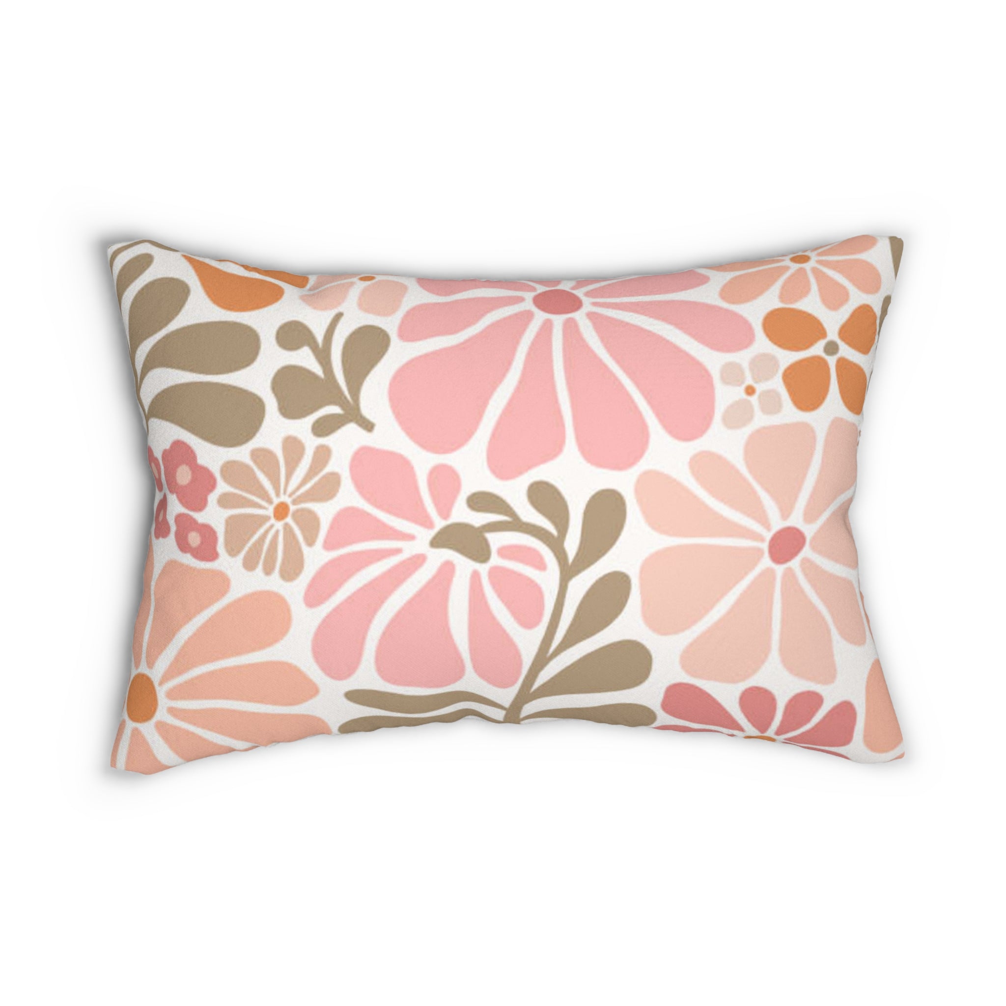 Pink & Peach Floral Lumbar Pillow
