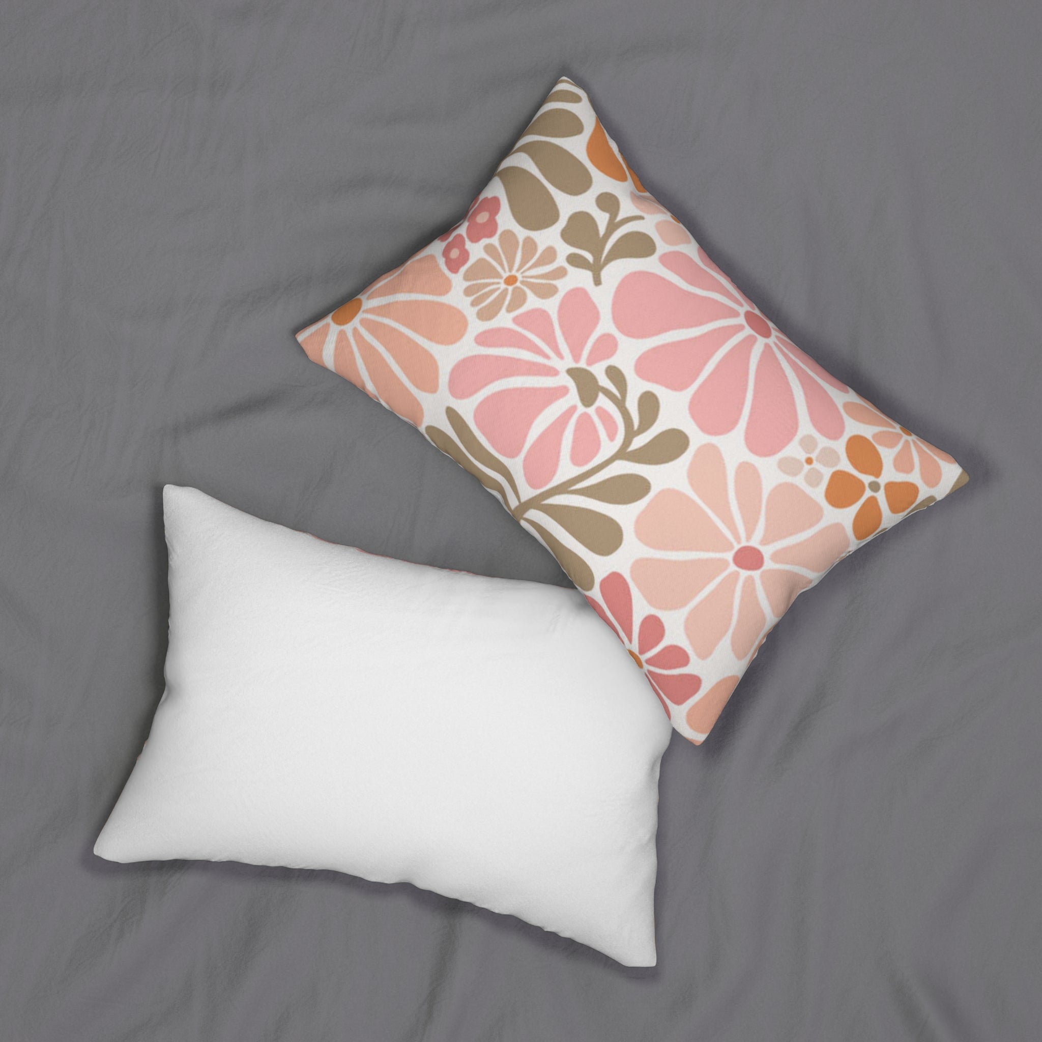 Pink & Peach Floral Lumbar Pillow