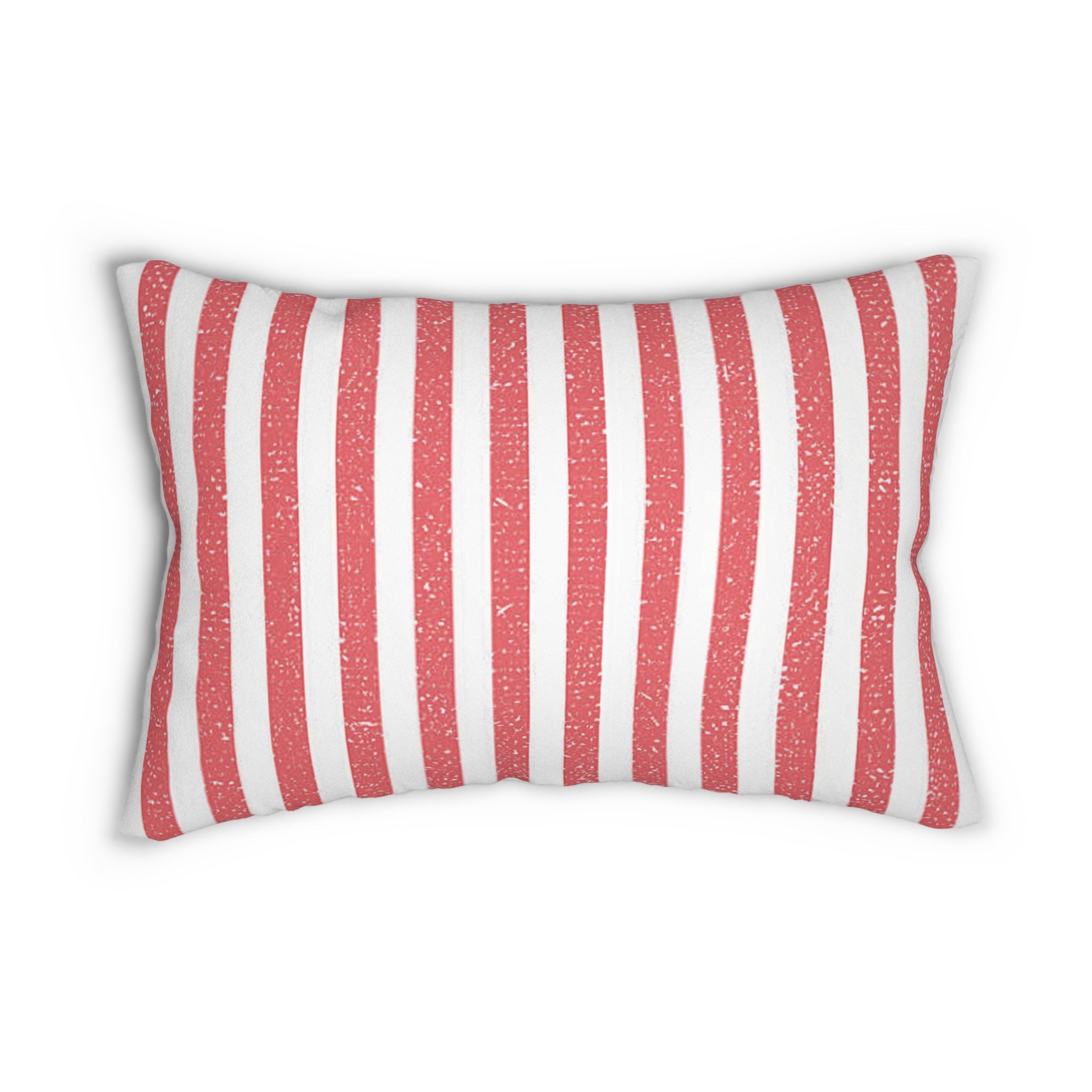 Red and White Striped Lumbar Pillow
