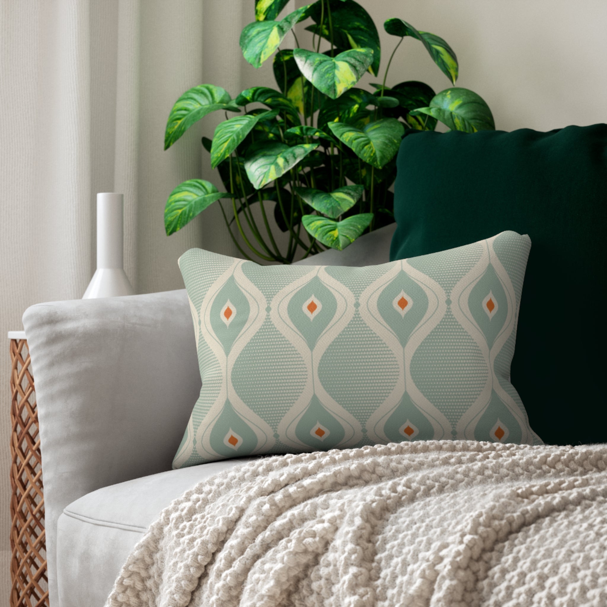 Teal Geometric Lumbar Pillow