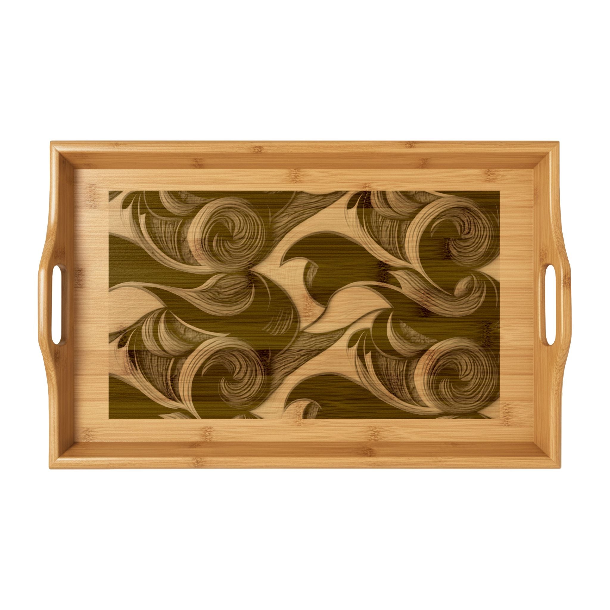 Swirl Wood Candle Tray