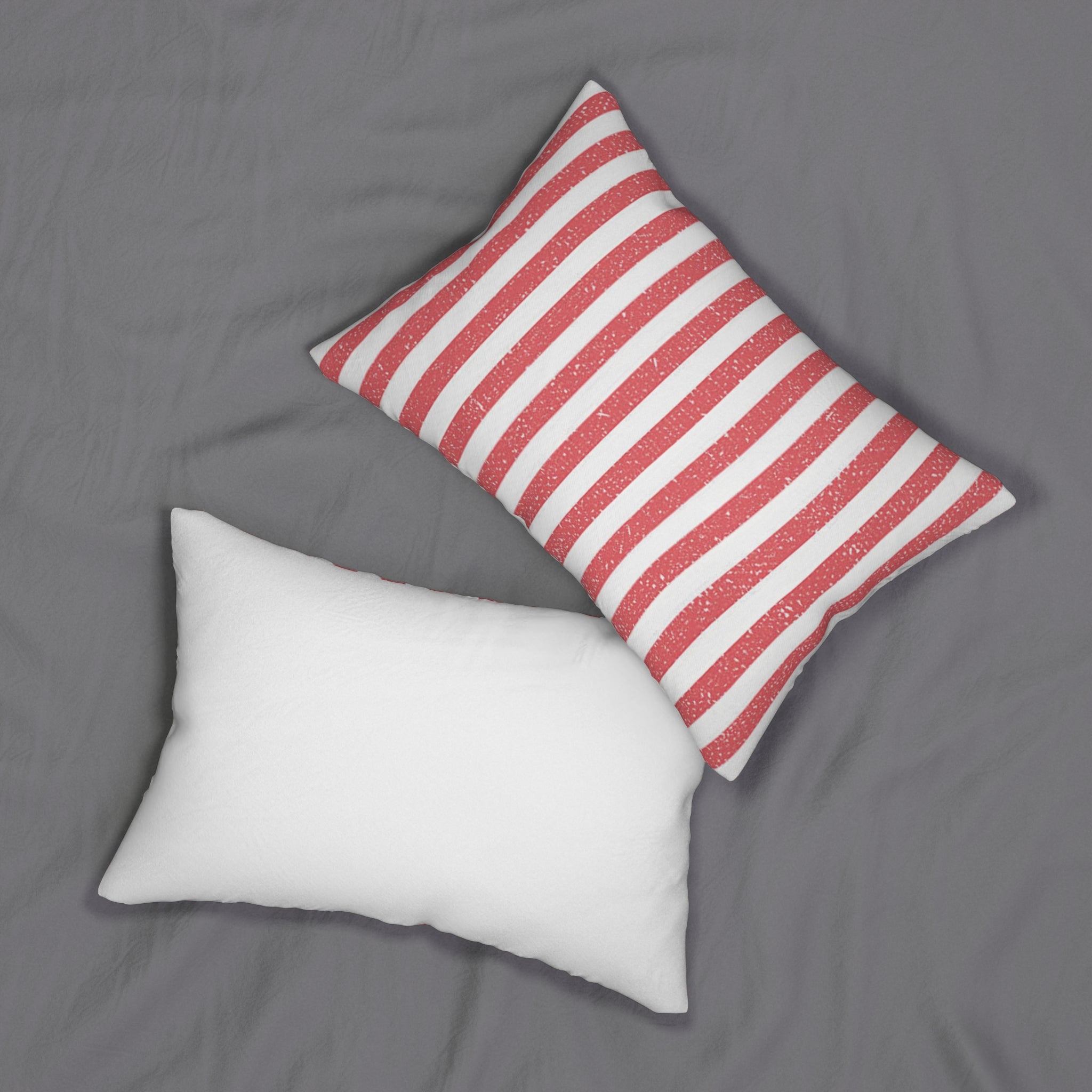 Red and White Striped Lumbar Pillow