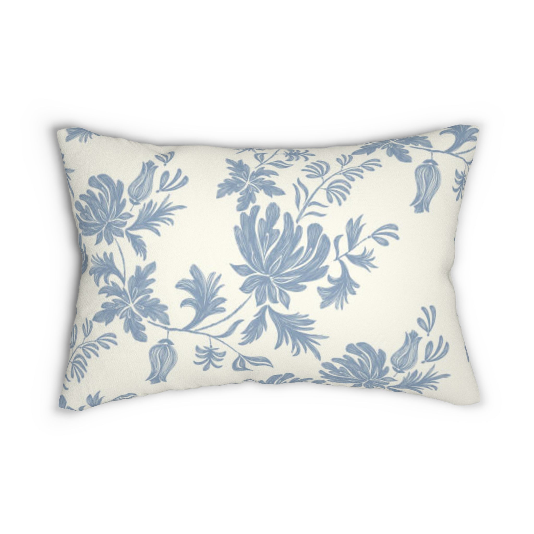 Blue Floral Lumbar Pillow